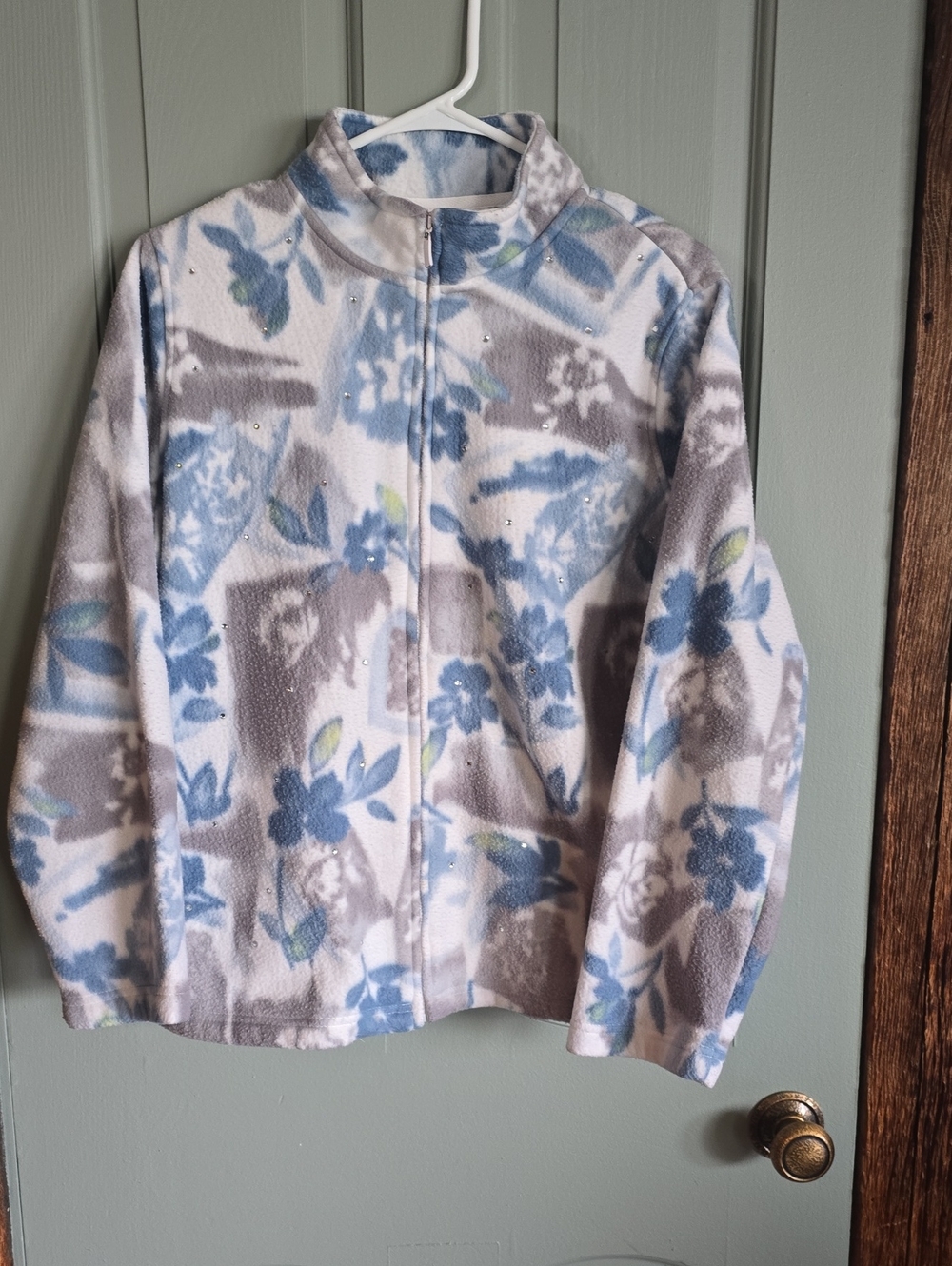 Alfred Dunner Blue, Gray & White Floral Fleece Jacket for Kids